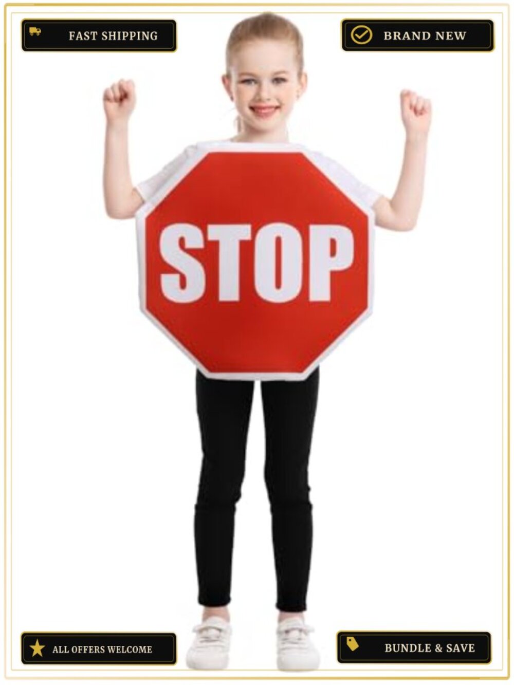 Kids Traffic Sign Costume One Size Halloween Stop Sign Dress Up Educational